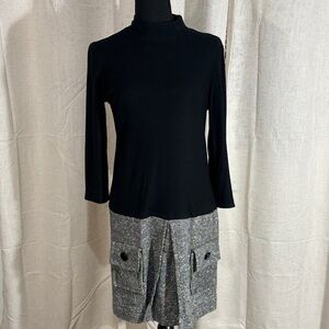 Vintage 70s/80s Black and Gray Long Sleeve Dress